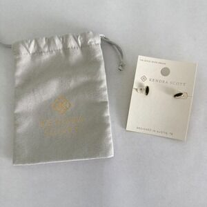 Kendra Scott Emma 14K Gold Over Brass Stud Earrings Black NWT